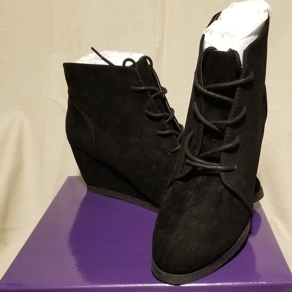 Madden Girl Black Wedge Bootie